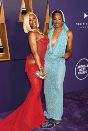 LAS VEGAS, NV - MAY 26: **EDITORIAL USE ONLY** Sexxy Red and Tiffany Haddish at the 2025 American Music Awards at Fontainebleau Las Vegas on May 26, 2025 in Las Vegas, Nevada. Copyright: xJeffreyxMayerx