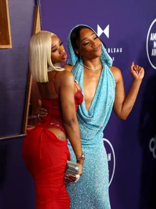 Sexyy Red and Tiffany Haddish arrive for the 51st annual American Music Awards at the Fontainebleau Las Vegas on Monday, May 26, 2025.  LAV20250525523 JAMESxATOA