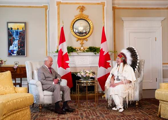 May 26, 2025, Ottawa, On, CANADA: King Charles meets with Assembly of First Nations National Chief Cindy Woodhouse at Rideau Hall in Ottawa on Monday, May 26, 2025. King Charles will deliver the throne speech Tuesday, May 27. Ottawa CANADA  - ZUMAc35_ 20250526_zaf_c35_257 Copyright: xSeanxKilpatrickx