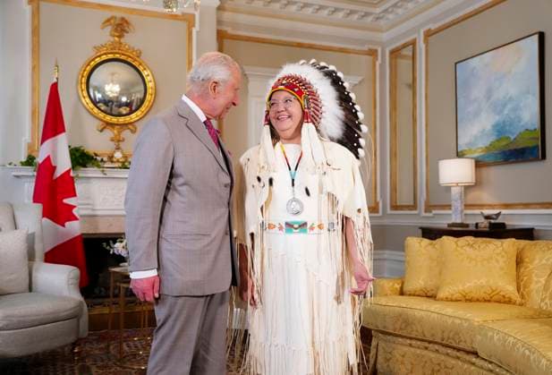 May 26, 2025, Ottawa, On, CANADA: King Charles meets with Assembly of First Nations National Chief Cindy Woodhouse at Rideau Hall in Ottawa on Monday, May 26, 2025. King Charles will deliver the throne speech Tuesday, May 27. Ottawa CANADA  - ZUMAc35_ 20250526_zaf_c35_259 Copyright: xSeanxKilpatrickx