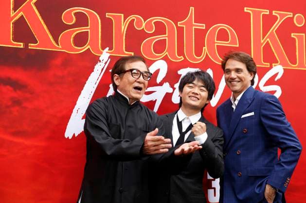 Jackie Chan, Ben Wang and Ralph Macchio arrive on the red carpet at the Karate Kid: Legends Premiere at SVA Theater on Tuesday, May 27, 2025 in New York City.  NYP20250527203 JohnxAngelillo