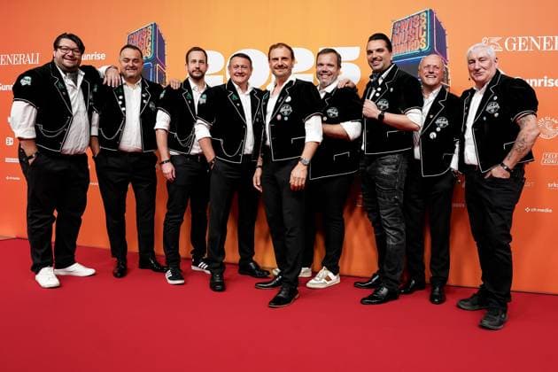 Zurich, Switzerland, May 28th 2025: Swiss group Heimweh on the red carpet during the Swiss Music Awards 2025 at Hallenstadion in Zurich, Switzerland. (Daniela Porcelli SPP) Copyright: xDanielaxPorcellix xSPPx spp-en-DaPoSp-20250528-DP103750