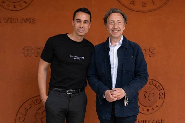 French Open Vips At The Village LZ Stephane Bern and Yori Bailleres take a pose at Roland Garros for the French open on May 29, 2025, in Paris, France. Photo by Laurent Zabulon ABACAPRESS.COM  Copyright: xZabulonxLaurent ABACAx