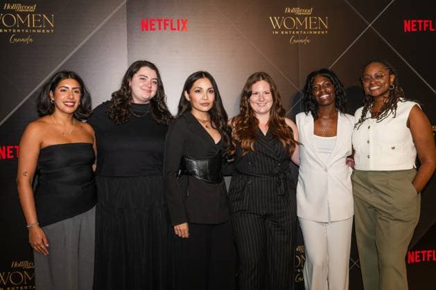 May 29, 2025, Toronto, On, Canada: Mentees from Women in Entertainment Canada Mentorship Program, Aman Khangura, left to right, Olivia Weatherall, Dianne Wulf, Jessica Commanda, Kipola Wakilongo and Julia Marcel are pictured at The Hollywood Reporter Women In Entertainment Canada Tribute Awards at The Ritz-Carlton Hotel in Toronto, on Thursday, May 29, 2025. Toronto Canada  - ZUMAc35_ 20250529_zaf_c35_083 Copyright: xLauraxProctorx