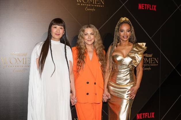 May 29, 2025, Toronto, On, Canada: Lainey Lui, left to right, Cheryl Hickey, and Traci Melchor are pictured at The Hollywood Reporter Women In Entertainment Canada Tribute Awards at The Ritz-Carlton Hotel in Toronto, on Thursday, May 29, 2025. Toronto Canada  - ZUMAc35_ 20250529_zaf_c35_101 Copyright: xLauraxProctorx