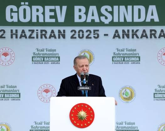 Turkish President Recep Tayyip Erdogan ANKARA, TURKIYE - JUNE 02: (----EDITORIAL USE ONLY - MANDATORY CREDIT - TURKISH PRESIDENCY MUSTAFA KAMACI HANDOUT - NO MARKETING NO ADVERTISING CAMPAIGNS - DISTRIBUTED AS A SERVICE TO CLIENTS----) Turkish President Recep Tayyip Erdogan makes a speech during the Green Homeland Heroes On Duty event at Etimesgut Airport in Ankara, Turkiye on May June 02, 2025. TUR Presidency Mustafa Kamaci Handout Anadolu Ankara Turkey. Editorial use only. Please get in touch for any other usage.  Copyright: x2025xAnadoluxTURxPresidencyx xMustafaxKamacix xHandoutx