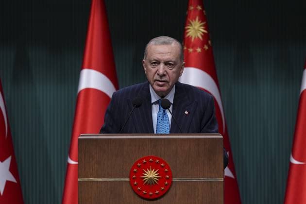 News Themen der Woche KW23 News Bilder des Tages Turkish President Recep Tayyip Erdogan ANKARA, TURKIYE - JUNE 2: Turkish President Recep Tayyip Erdogan makes a statement to the press members after chairing the Cabinet Meeting held at the Presidential Complex in Ankara, Turkiye on June 2, 2025 Muhammed Selim Korkutata Anadolu Ankara Turkey. Editorial use only. Please get in touch for any other usage.  Copyright: x2025xAnadoluxMuhammedxSelimxKorkutatax