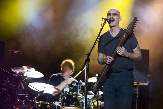 King Crimson Festival Tony Levin - Stick Men King Crimson Festival, Crocus City Hall, Moscow, Russia. May 26th, 2012 on stage in concert live gig performance performing music half length black top glasses guitar moustache mustache facial hair singing CAP PER SB SB PersonaStars CapitalPictures Moscow Russia Copyright: xSB PersonaStars CapitalPicturesx