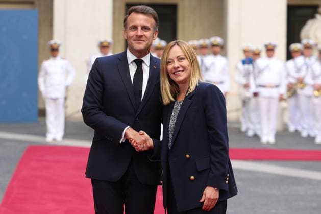News Themen der Woche KW23 News Bilder des Tages Rome, Italy, June 3, 2025: The Prime Minister of Italy, Giorgia Meloni, meets the President of the French Republic, Emmanuel Macron, at Palazzo Chigi.  Copyright: xmarcoxiacobuccix xipa-agency.netx xmarcoxiacobuccix IPA_Agency_IPA58572932