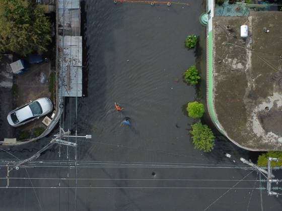 Heavy Rains Hit Mexico Causing Floods Aerial view of flooded streets near the La Colmena pumping plant, on the border between the State of Mexico and Mexico City after the heavy rains that hit Mexico, affecting several municipalities. on June 3, 2025 in Mexico City, Mexico. (Photo by Carlos Santiago Eyepix Group) Copyright: xCarlosxSantiago xEyepixxGroupx CS_03062025_157551