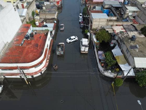 Heavy Rains Hit Mexico Causing Floods Aerial view of flooded streets near the La Colmena pumping plant, on the border between the State of Mexico and Mexico City after the heavy rains that hit Mexico, affecting several municipalities. on June 3, 2025 in Mexico City, Mexico. (Photo by Carlos Santiago Eyepix Group) Copyright: xCarlosxSantiago xEyepixxGroupx CS_03062025_157553