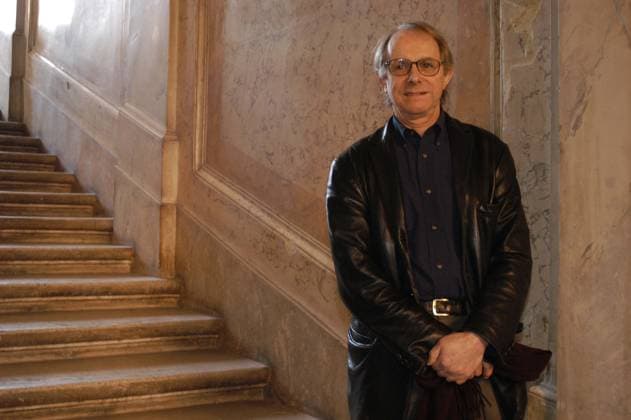 KEN LOACH 3 December 2003 black leather jacket, steps, stairs, half length, half-length Rome Italy Copyright: xLucaxCavallari CapitalxPicturesx