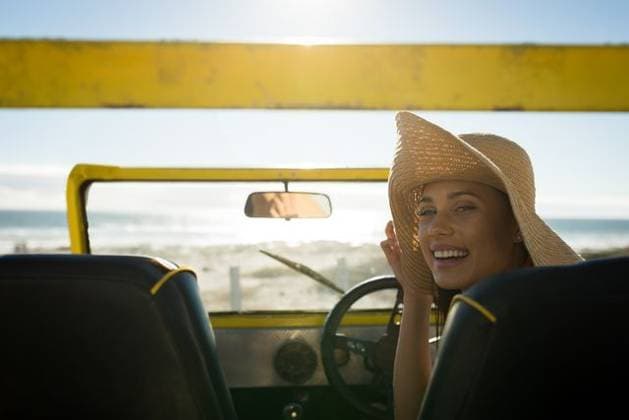 Creative Highlights Symbolbilder Female tourist wearing sun hat sitting in yellow open-top off-road vehicle on sandy beach smiling Female tourist wearing sun hat sitting in yellow open-top off-road vehicle on sandy beach smiling. Adventure, leisure, travel, exploration, outdoor, coastal, nautic, model released, , property released, , 23.02.2021, 5848507.jpg, people,female,tourist,sun hat,yellow,off-road,vehicle,beach,sitting,smiling,adventure,leisure,travel,exploration,outdoor,coastal,nautic,shoreline,sand,ocean,steering wheel,rearview mirror,open-top,hat,woven,casual,sleeveless,relaxed,white,adult,bright,clear sky,sunny,horizon,waves,driver,single,holding hat,travel destination,vacation,summer,sunny day,nature,leisure activity,wanderlust Young Adult,Woman,Female,Caucasia