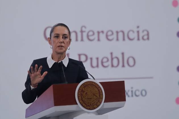 Mexico™s President Claudia Sheinbaum Holds Briefing Mexico s President, Claudia Sheinbaum Pardo, speaks during a briefing conference about the Judicial Branch Election results that gives Hugo Aguilar, who is leading in the polls, as the virtual winner. at the National Palace. on June 4, 2025 in Mexico City, Mexico. (Photo by Carlos Santiago Eyepix Group) Copyright: xCarlosxSantiago xEyepixxGroupx CS_04062025_157582