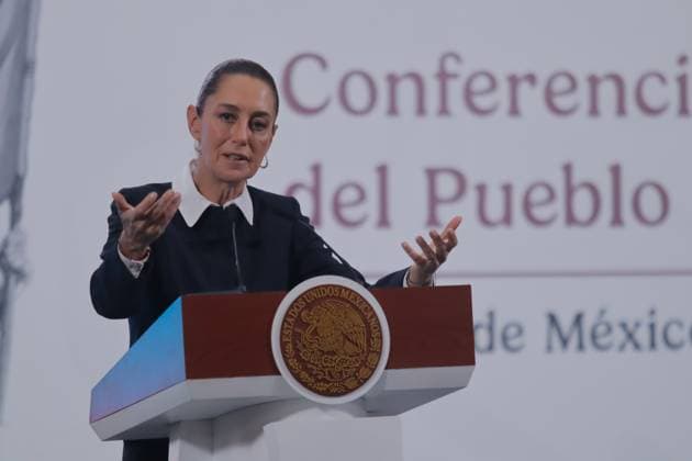 Mexico™s President Claudia Sheinbaum Holds Briefing Mexico s President, Claudia Sheinbaum Pardo, speaks during a briefing conference about the Judicial Branch Election results that gives Hugo Aguilar, who is leading in the polls, as the virtual winner. at the National Palace. on June 4, 2025 in Mexico City, Mexico. (Photo by Carlos Santiago Eyepix Group) Copyright: xCarlosxSantiago xEyepixxGroupx CS_04062025_157598