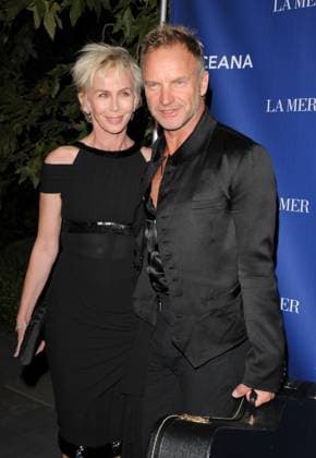 Oceana s Annual Partners Award Gala - Pacific Palisades TRUDIE STYLER & STING at Oceana s Annual Partners Award Gala held at a private residence in Pacific Palisades, California, USA, October 18th 2008. half length black dress belt suit jacket married husband wife waistcoat guitar case CAP DVS Debbie VanStory Los Angeles CA United States Copyright: xDebbiexVanStory CapitalxPicturesx