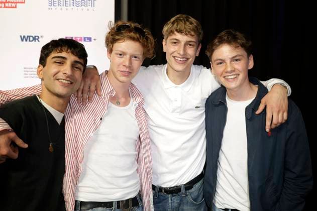 Loran Alhasan, Arsseni Bultmann, Jonathan Kriener und Nico Marischka bei der der Premiere der ZDFneo-Serie Chabos auf dem 11. Seriencamp Festival 2025 im Cinenova Kino. Köln, 05.06.2025