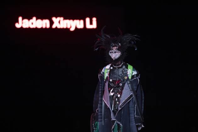 A model presents a creation from Jaden Xinyu Li during the Show 2025 end of year fashion show showcasing the creations of students from the bachelor s and master s degree of the fashion department of the Royal Academy of Fine Arts - AP Hogeschool, in Antwerp, Friday 06 June 2025.  KRISTOFxVANxACCOM 126340913