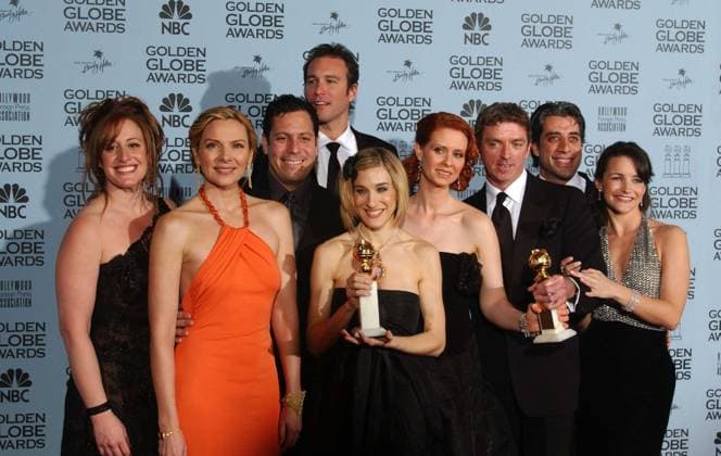 Golden Globe Awards 2002 SEX AND THE CITY CAST SEX & THE CITY KIM CATTRALL, SARAH JESSICA PARKER, CYNTHIA NIXON, KRISTIN DAVIS, JOHN CORBETT Golden Globe Awards 2002 Ref: AW Los Angeles United States Copyright: xSuppliedxbyxCapitalxPicturesx