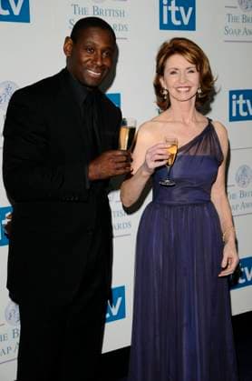 British Soap Awards 2008 JANE ASHER Attending the British Soap Awards 2008 BBC Television Centre, Wood Lane, London, England, 3rd May 2008 press room half length blue dress glass of champagne drink CAP CAN Can Nguyen London England Copyright: xCanxNguyen CapitalxPicturesx