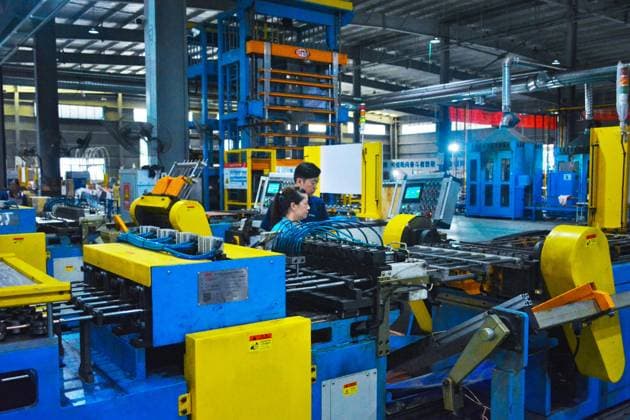 ANQING, CHINA - JUNE 10: Employees work on the production line of air conditioner heat exchangers at a new energy technology company on June 10, 2025 in Anqing, Anhui Province of China.  Copyright: xVCGx 111573016752
