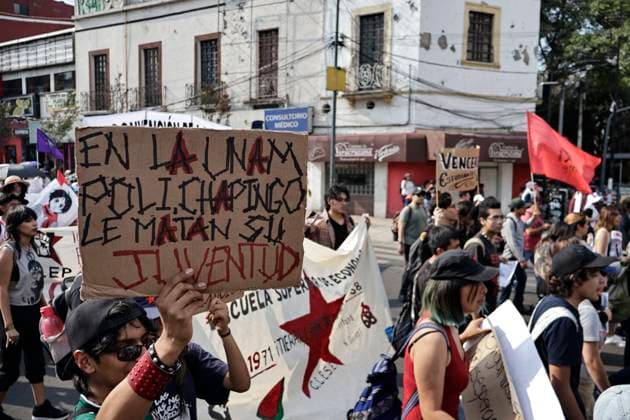 June 10, 2025, Mexico, Cdmx, Mexico: Protesters gather to commemorate the anniversary of the Halconazo or Corpus Christi massacre. This event occurred on June 10, 1971, when, on orders from the Mexican government, police, army, and plainclothes paramilitaries violently suppressed a student demonstration against the president of the time, Luis EcheverroÂa. Mexico Mexico - ZUMAp204 20250610_zip_p204_010 Copyright: xJosuexPerezx