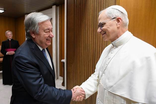News Themen der Woche KW24 News Bilder des Tages ITALY-VATICAN POPE LEO XIV RECEIVES IN PRIVATE VISIT H.E.MR. ANTONIO GUTERRES SECRETARY GENERAL OF THE UNITED NATIONS 11-06-2025 Italy, Rome, Vatican 11-06-2025 Pope Leo XIV receives in private visit H.E. Mr. Antonio Guterres, Secretary-General of the United Nations EDITORIAL USE ONLY - NO BOOKS Copyright: x VaticanxMedia CPPx
