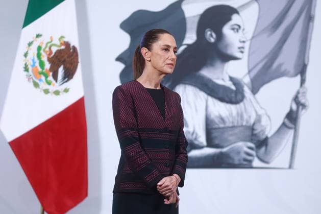 Mexican President Claudia Sheinbaum holds a press conference MEXICO CITY, MEXICO - JUNE 11: Mexican President Claudia Sheinbaum attends her daily press conference at the National Palace, in Mexico City, Mexico on June 11, 2025. Mexican President Claudia Sheinbaum denied Kristi Noem’s allegation that she encouraged violent protests in Los Angeles. Daniel Cardenas Anadolu Mexico City Mexico. Editorial use only. Please get in touch for any other usage.  Copyright: x2025xAnadoluxDanielxCardenasx
