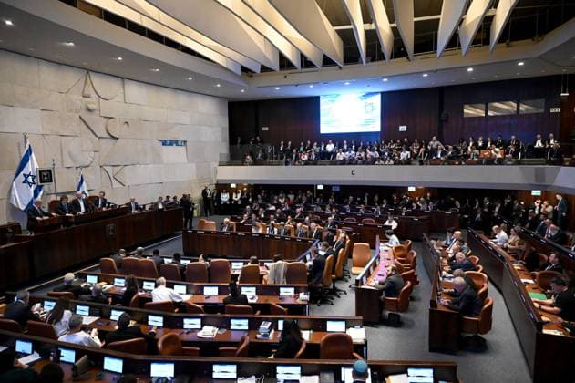 Israeli Prime Minister Benjamin Netanyahu speaks in the Knesset, the Parliament, during a special session with Argentine President Javier Milei on Wednesday, June 11, in Jerusalem.  JER2025061113 DEBBIExHILL