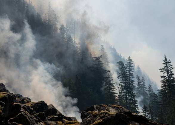 June 11, 2025, Squamish, B.C, CANADA: Smoke from the Dryden Creek Wildfire, is shown just north of Squamish, B.C., on Wednesday, June 11, 2025. Squamish CANADA  - ZUMAc35_ 20250611_zaf_c35_056 Copyright: xTijanaxMartinx