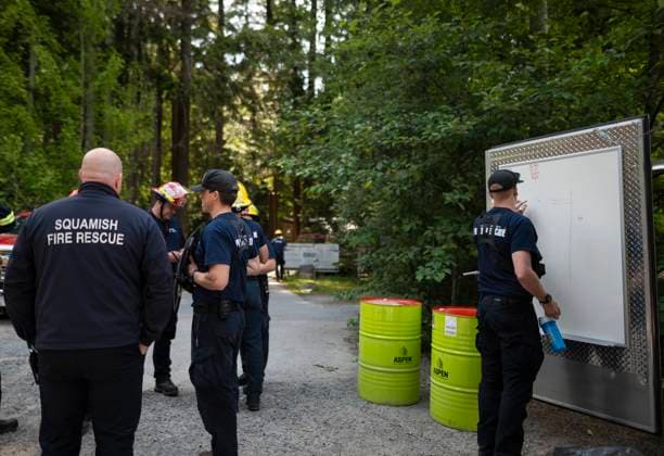 June 11, 2025, Squamish, B.C, CANADA: Members of Squamish Fire Rescue prepare to battle the Dryden Creek wildfire, north of Squamish, B.C., on Wednesday, June 11, 2025. Squamish CANADA  - ZUMAc35_ 20250611_zaf_c35_079 Copyright: xTijanaxMartinx