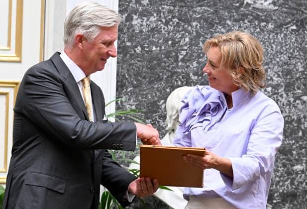 Presentation Of The 2025 Francqui Prize BRUSSELS, BELGIUM - JUNE 12 : King Philippe presents the Francqui 2025 Prize in Human Sciences to Professor Ine Van Hoyweghen of the Katholieke Universiteit Leuven, at the Palais des Académies in Brussels. Professor Ine Van Hoyweghen receives this prize for her interdisciplinary work on the social and ethical dimensions of biomedical sciences and technological innovation..on June 12, 2025 in Brussels, Belgium, 12 06 2025 Brussels Belgium  Copyright: xBertxVanxDenxBrouckex
