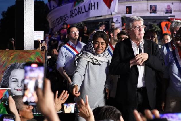 Rally in Paris for Rima Hassan after deportation from Israel over Gaza aid mission PARIS, FRANCE - JUNE 12: French-Palestinian lawyer and European Parliament member representing France s La France Insoumise (LFI) party, Rima Hassan, attends a demonstration held in her support at Place de la Republique in Paris on June 12, 2025. The rally was organized following her deportation after being detained by Israeli authorities along with other activists aboard a humanitarian vessel bound for Gaza. Ameer Alhalbi Anadolu Paris France. Editorial use only. Please get in touch for any other usage.  Copyright: x2025xAnadoluxAmeerxAlhalbix