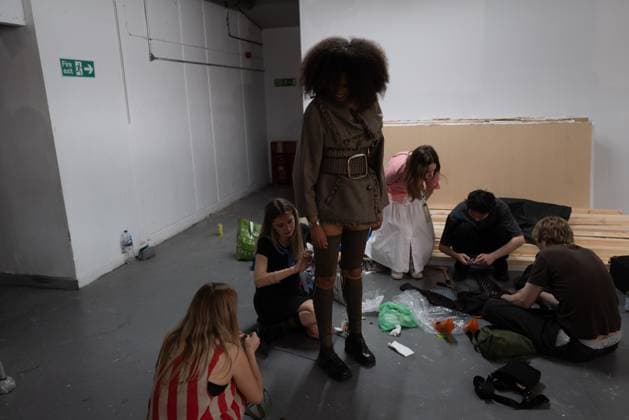 June 13, 2025, London, England, United Kingdom: The BA Fashion students from the University of Westminster are presenting their annual graduate show this evening in London. The event opens at 18:30 at Ambika P3, featuring runway presentations that highlight the final-term collections crafted by undergraduates in their final year. Attendees can expect a diverse display of menswear and womenswear, textile innovation, tailoring and experimental design, reflecting each studentÃ¢â‚¬â ¢s creative identity and technical proficiency. The show aims to mark the culmination of years of academic and practical training, offering observers insight into the next generation of designers entering the industry. London United Kingdom - ZUMAp242 20250613_zip_p242_044 Copyright: xJoaoxDanielxPereirax