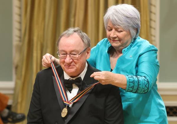 June 13, 2025, Ottawa, On, Canada: Governor General Mary Simon presents music composer Denis Gougeon with the Lifetime Artistic Achievement Award during the Governor General s Performing Arts Awards ceremony at Rideau Hall in Ottawa, on Friday, June 13, 2025. Ottawa Canada  - ZUMAc35_ 20250613_zaf_c35_150 Copyright: xPatrickxDoylex