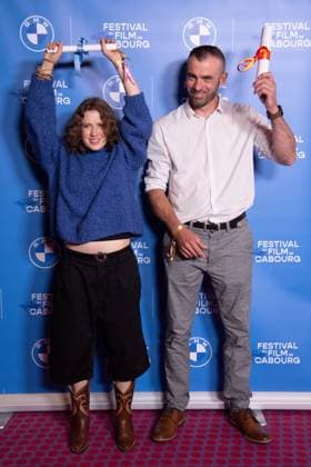 Cabourg Winners Photocall Juliette Gasquet and Julien Ernwein awarded with the Premier Rendez Vous 2025 award during the Winners Photocall as part of the 39th Cabourg Film Festival in Cabourg, France on June 13, 2025. Photo by Aurore Marechal ABACAPRESS.COM Cabourg France  Copyright: xMarechalxAurore ABACAx