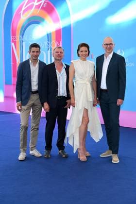 Monte Carlo, Monk: Monte-Carlo, 64th International Television Festival - Photocall Hundertdreizehn - in the photo: Patricia Aulitzky, Robert Stadlober, Moritz Polter, Arndt Stüwe Monte Carlo Monk  - ZUMAp169 20250616_zea_p169_222 Copyright: xAlbertoxTerenghix