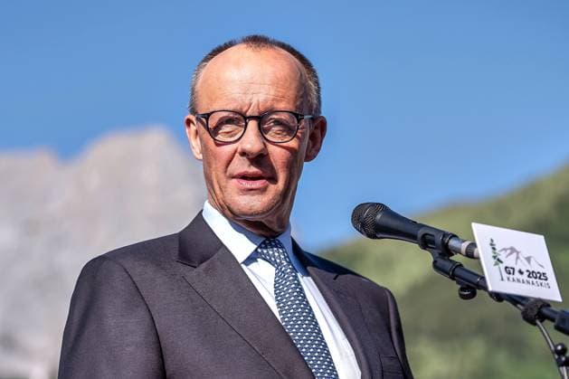 Kananaskis, Alberta, Kanada, 16.06.2025: Mountain Lodge: G7-Gipfel 2025: Bundeskanzler Friedrich Merz (CDU) gibt ein Statement ab (Foto: Michael Kappeler Pool) Copyright: xMichaelxKappeler Pool dtsxNachrichtenagenturx dts_71105