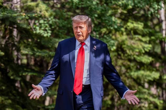 Kananaskis, Alberta, Kanada, 16.06.2025: Mountain Lodge: G7-Gipfel 2025: US-Präsident Donald Trump (Foto: Michael Kappeler Pool) Copyright: xMichaelxKappeler Pool dtsxNachrichtenagenturx dts_71123