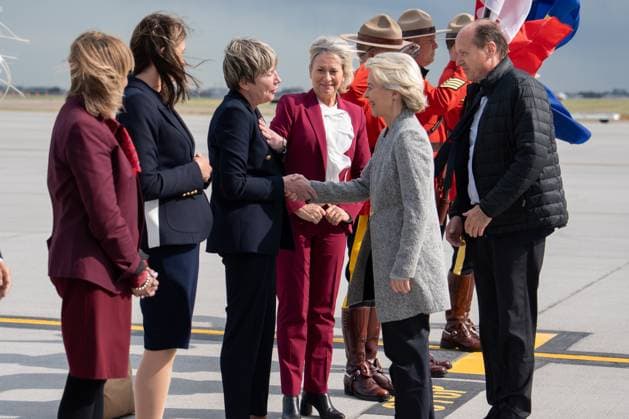 President of the European Commission Ursula von der Leyen arrives in Kananaskis, Alberta, Canada, on Monday, June 16, 2025, for the G7 Summit, which is being held from June 15 to 17. Photo via G7  WAX2025061602 G7
