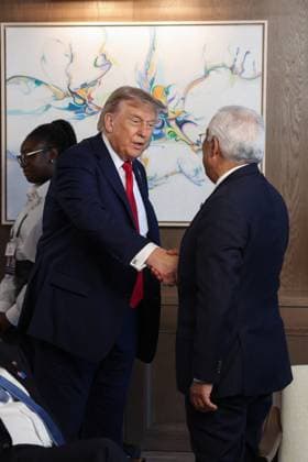 Donald Trump President of the United States of America shake hands António Costa President of the European Council, during the Group of Seven (G7) Summit at the Pomeroy Kananaskis Mountain Lodge in Kananaskis, Alberta, Canada on Monday on June 16, 2025.  CAN2025061618 AlexandrosxMICHAILIDISx(EU)