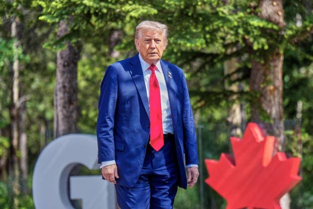 Kananaskis, Alberta, Kanada, 16.06.2025: Mountain Lodge: G7-Gipfel 2025: Donald Trump (Foto: Michael Kappeler Pool) Copyright: xMichaelxKappeler Pool dtsxNachrichtenagenturx dts_71135
