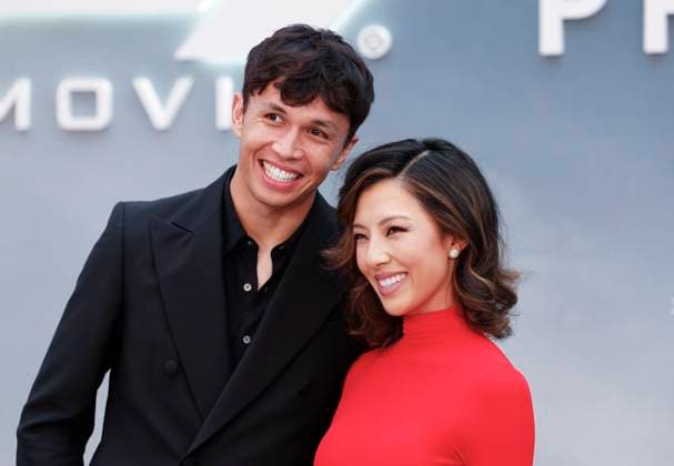Alexander Albon and Muni Lily He arrive on the red carpet for the Apple Original Films & Warner Bros. Pictures F1 World Premiere in Times Square on Monday, June 16, 2025 in New York City.  NYP20250616142 JOHNxANGELILLO