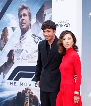 Alexander Albon and Muni Lily He arrive on the red carpet for the Apple Original Films & Warner Bros. Pictures F1 World Premiere in Times Square on Monday, June 16, 2025 in New York City.  NYP20250616144 JOHNxANGELILLO