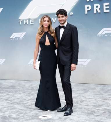 Flavy Barla and Esteban Ocon arrive on the red carpet for the Apple Original Films & Warner Bros. Pictures F1 World Premiere in Times Square on Monday, June 16, 2025 in New York City.  NYP20250616122 JOHNxANGELILLO