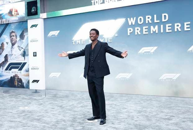 Damson Idris arrives on the red carpet for the Apple Original Films & Warner Bros. Pictures F1 World Premiere in Times Square on Monday, June 16, 2025 in New York City.  NYP20250616145 JOHNxANGELILLO