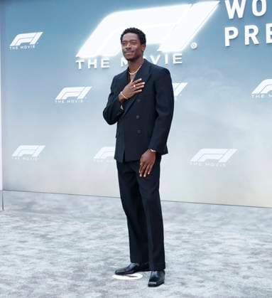 Damson Idris arrives on the red carpet for the Apple Original Films & Warner Bros. Pictures F1 World Premiere in Times Square on Monday, June 16, 2025 in New York City.  NYP20250616146 JOHNxANGELILLO