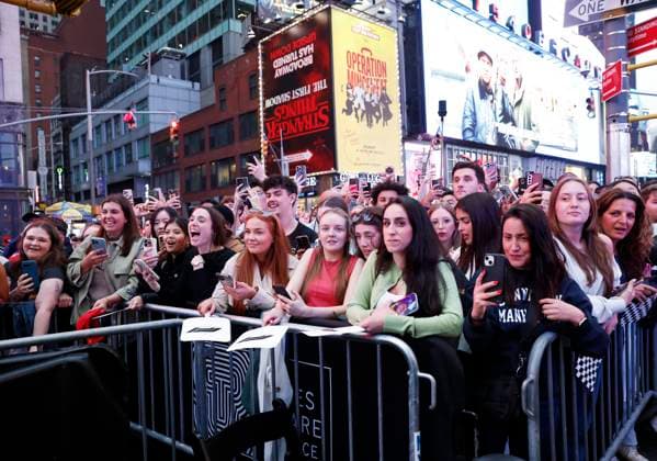 Fans wait for talent to arrive on the red carpet for the Apple Original Films & Warner Bros. Pictures F1 World Premiere in Times Square on Monday, June 16, 2025 in New York City.  NYP20250616155 JOHNxANGELILLO