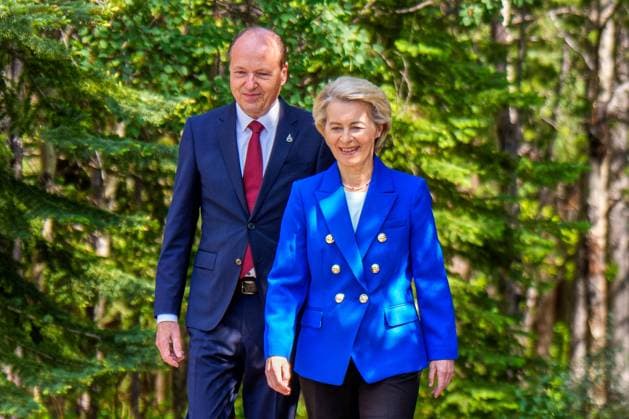 Kananaskis, Alberta, Kanada, 16.06.2025: Mountain Lodge: G7-Gipfel 2025: Heiko Echter von der Leyen und Ursula von der Leyen (Foto: Michael Kappeler Pool) Copyright: xMichaelxKappeler Pool dtsxNachrichtenagenturx dts_71160