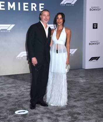 June 16, 2025, New York, Ny, United States: Brad Pitt and Ines de Ramon attend the World Premiere of Apple Original Films F1: The Movie at Times Square in New York. June 16, 2025. New York United States - ZUMAp281 20250616_zea_p281_021 Copyright: xPhotoxImagexPressx